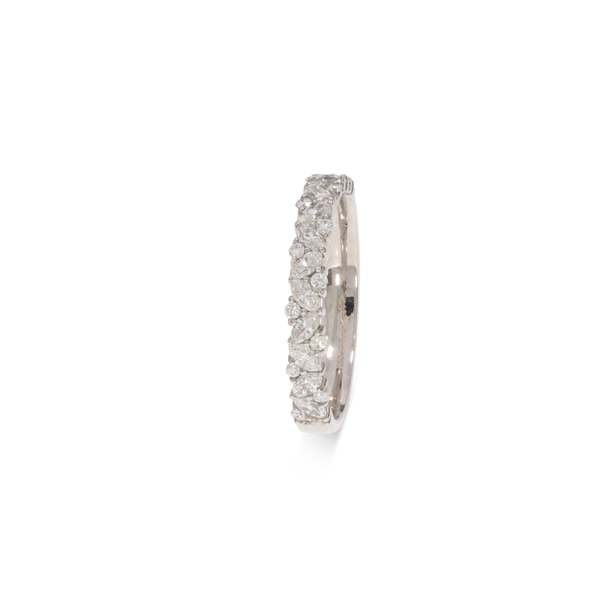 Memoire Ring mit Navette Diamanten und Brillanten