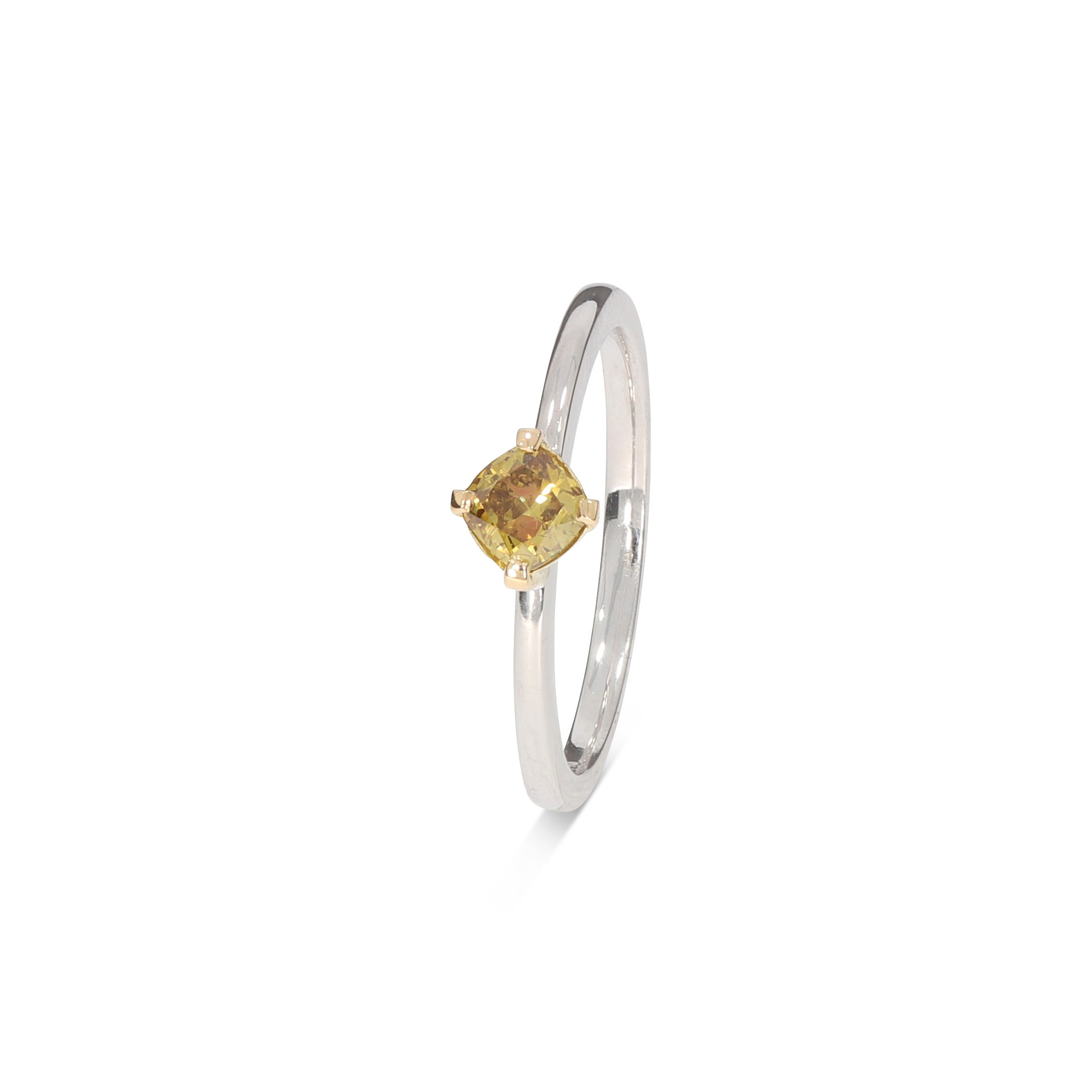Ring mit gelbem Diamant Weißgold 18k