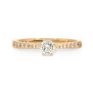 Ein Verlobungsring in Roségold 750/- mit einem Brillanten 0,25 ct. und zusätzlich seitlichen Brillanten