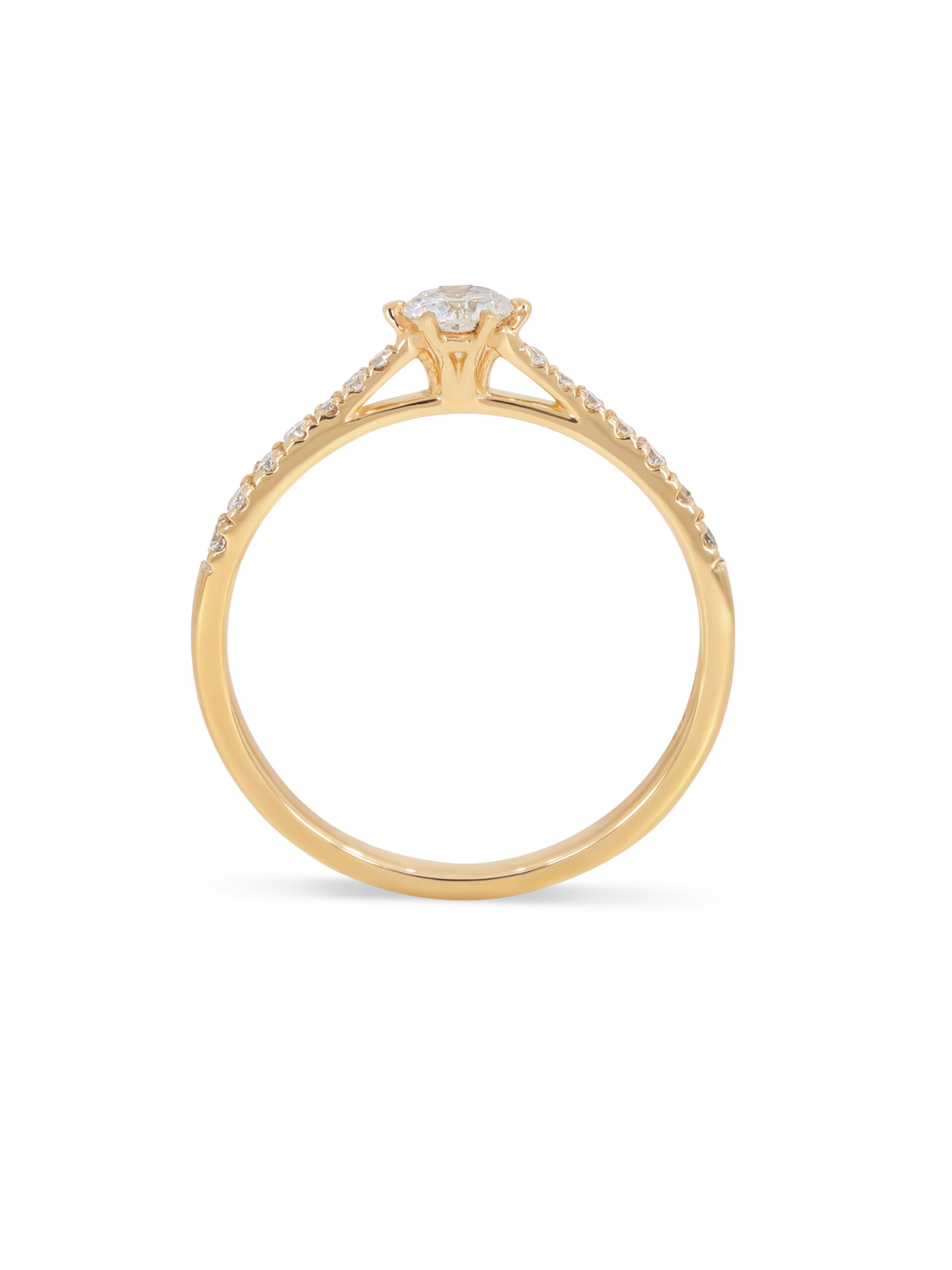 Ein Verlobungsring in Roségold 750/- mit einem Brillanten und zusätzlich seitlichen Brillanten