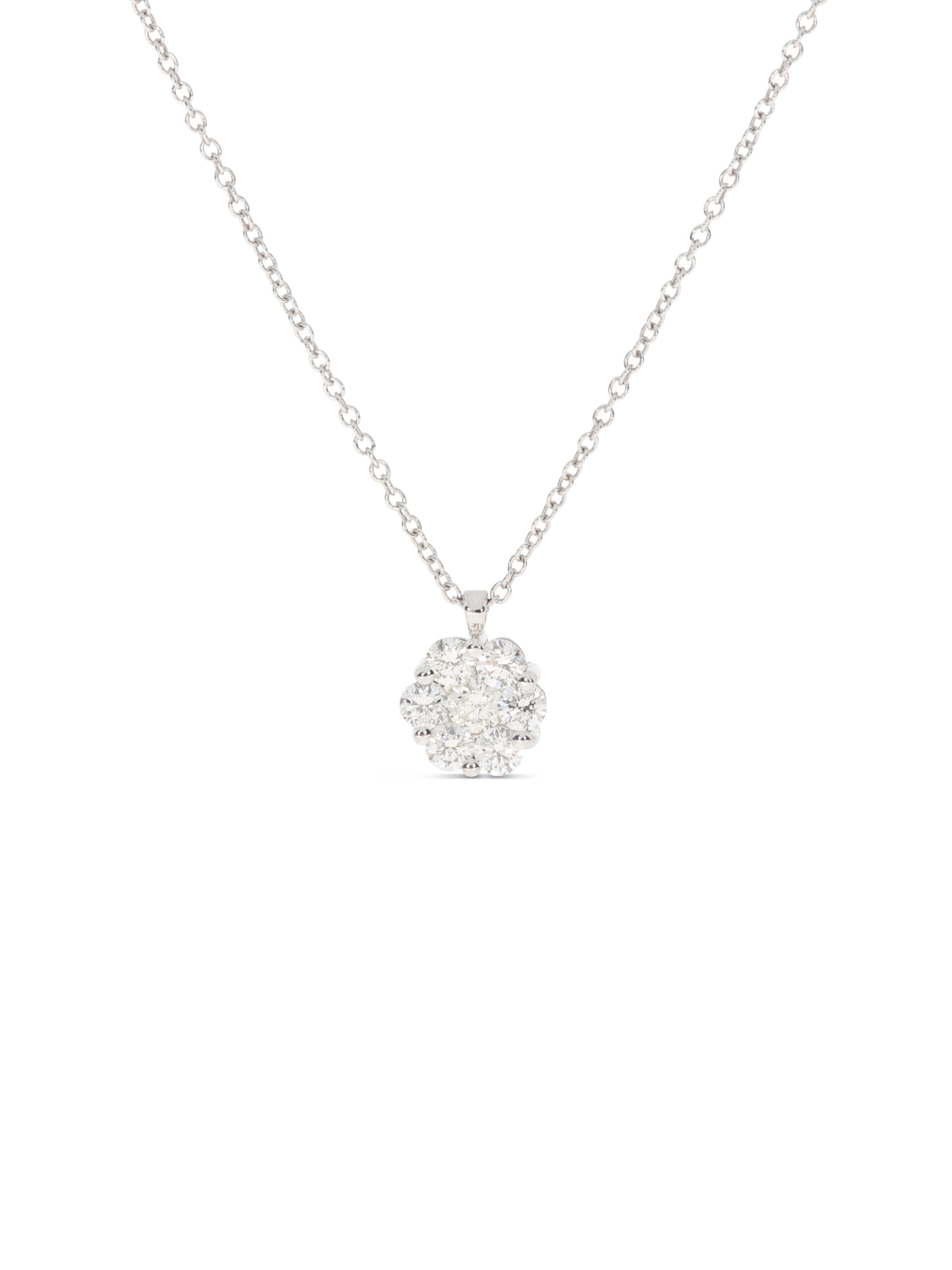 Anhänger in Weißgold 750/- mit 7 Brillanten 0,42ct als Blume gefasst