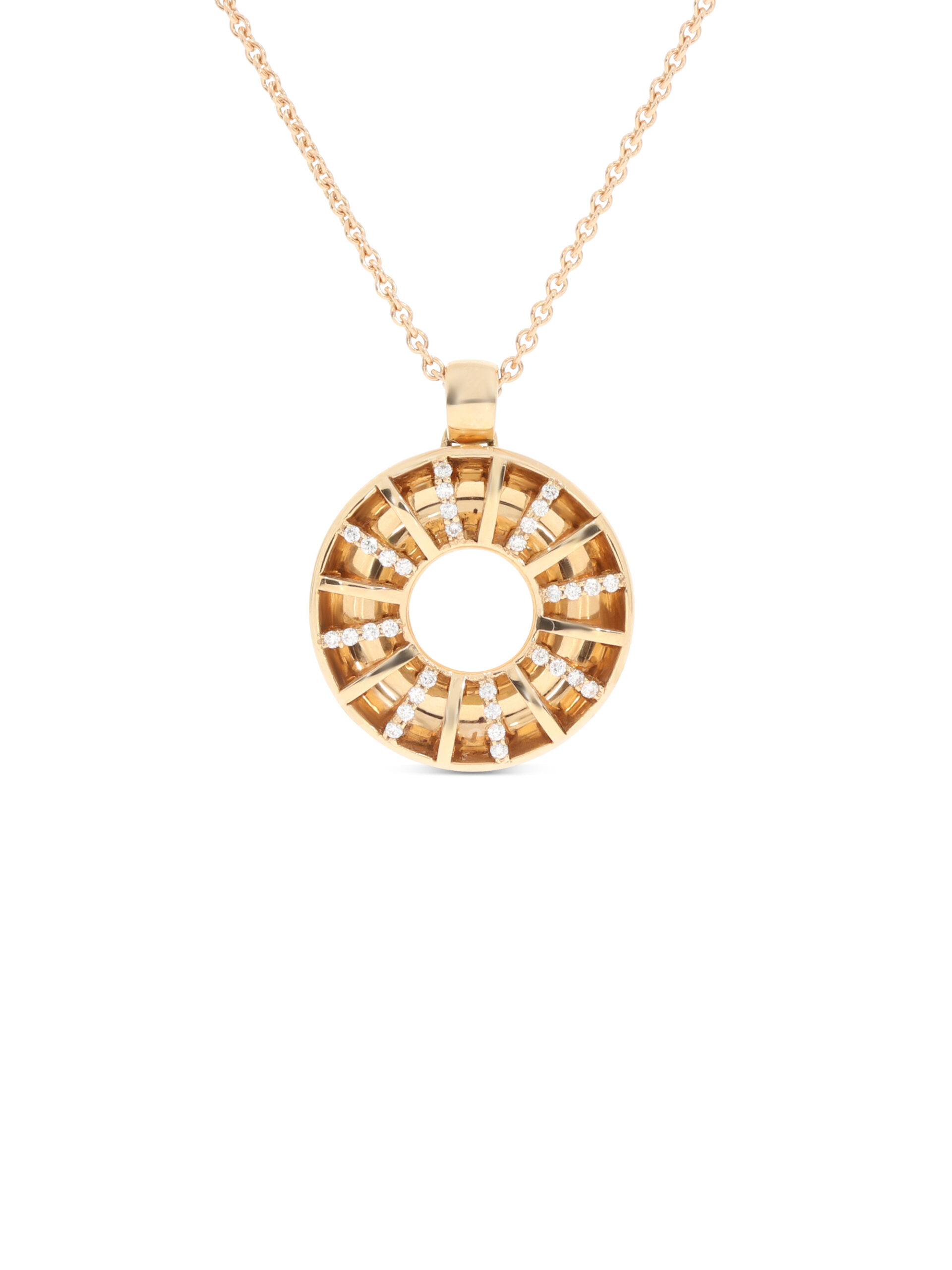 Ein besonderer Anhänger in Roségold 750/- bzw. 18 kt. mit Brillanten in jedem Segment besetzt