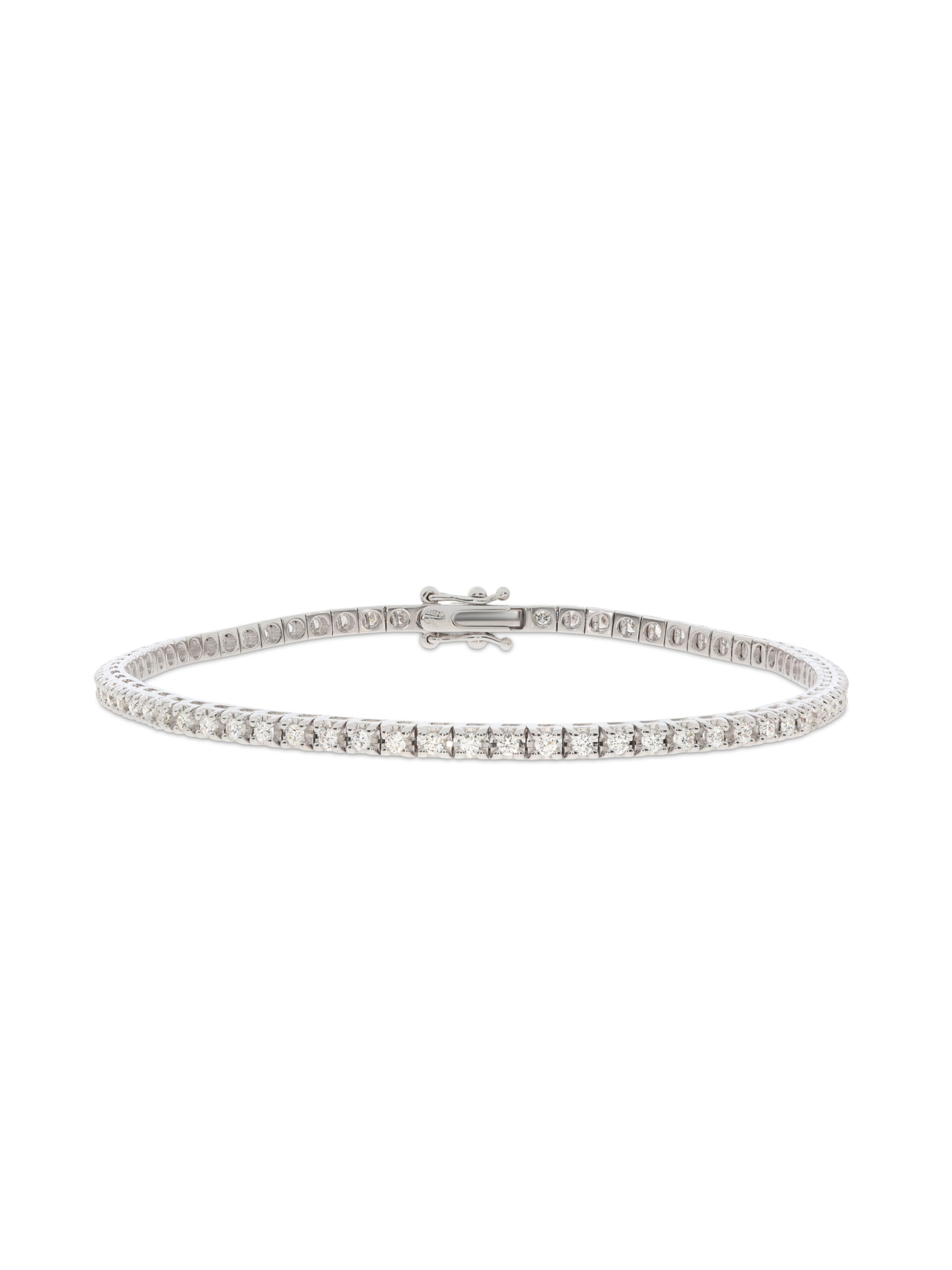 Ein wunderschönes Armband in Weißgold 750/- bzw. 18 kt., rundum mit weißen Brillanten besetzt.