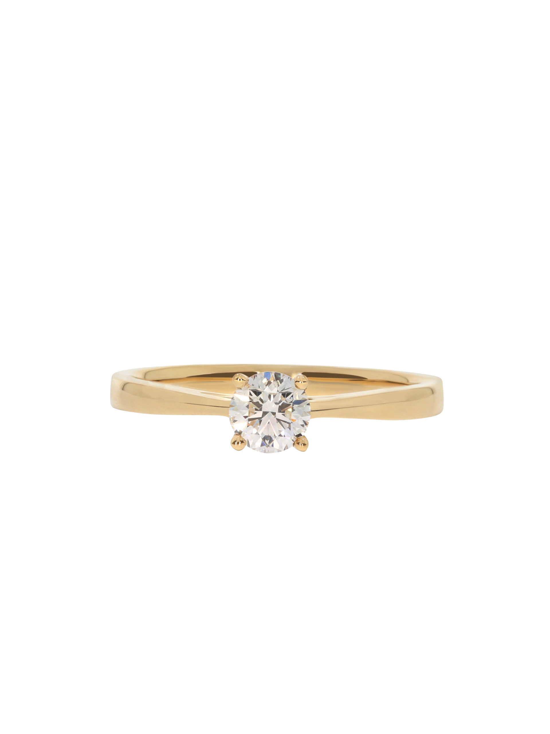 Ein klassischer Verlobungsring mit vier Krappen in Gelbgold 750/- bzw. 18 kt.