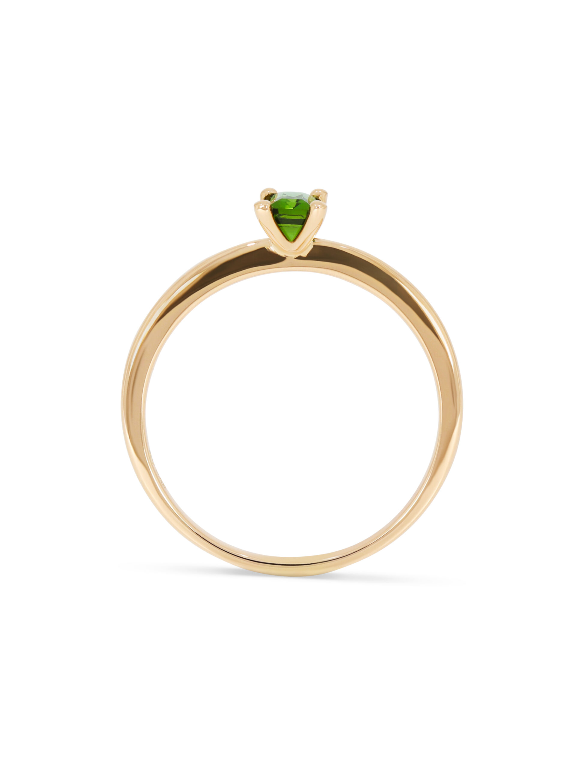 Ein Ring in Roségold 750/- mit grünem Turmalin in Baguette-Schliff.