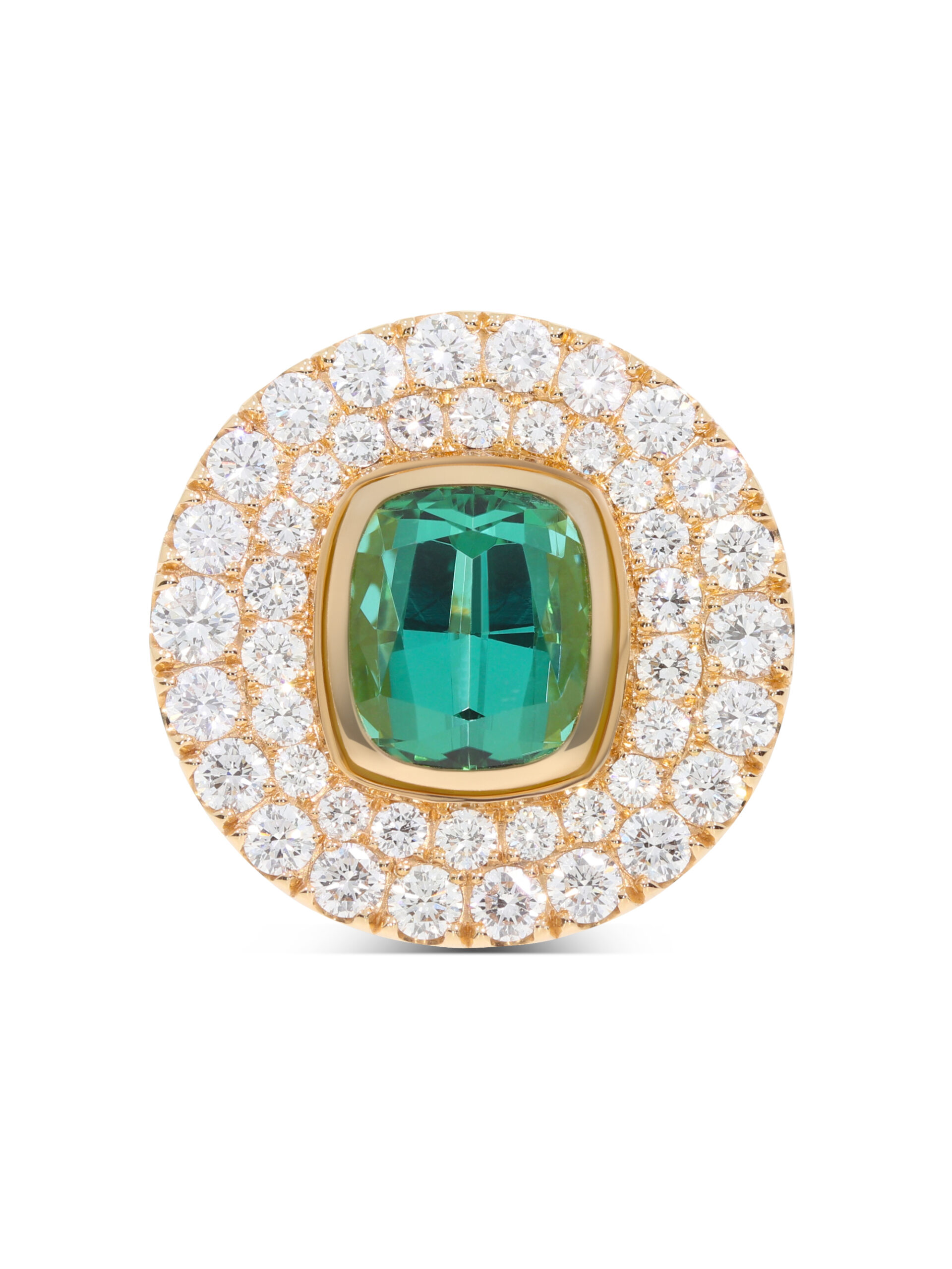 Ein Cocktail-Ring in Roségold 750/- mit grünem Turmalin und Brillanten.