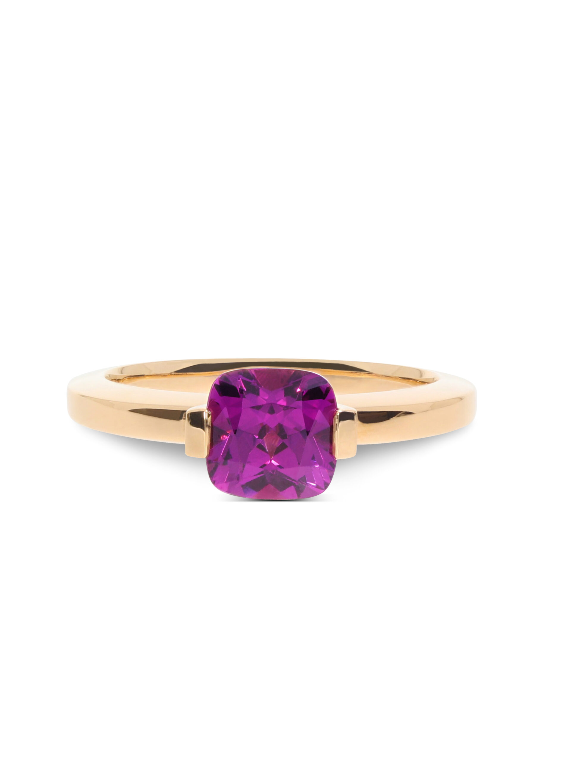 Ein intensiv leuchtender purpurfarbener Granat in Roségold 750/-