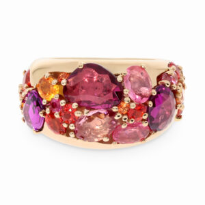 Ein außergewöhnlicher Ring in Roségold 750/- mit Mandaringranaten, Granaten und Saphiren
