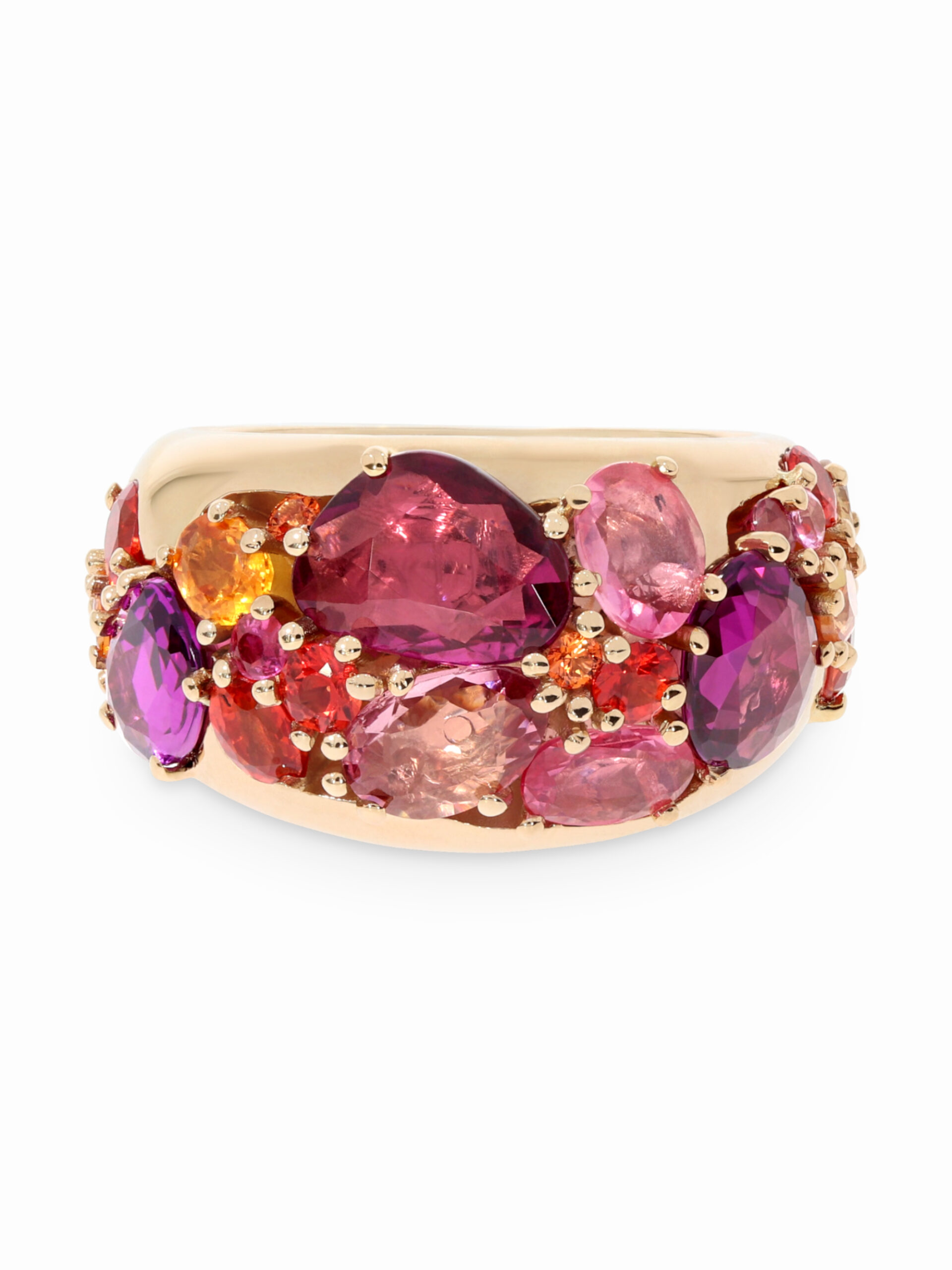 Ein außergewöhnlicher Ring in Roségold 750/- mit Mandaringranaten, Granaten und Saphiren
