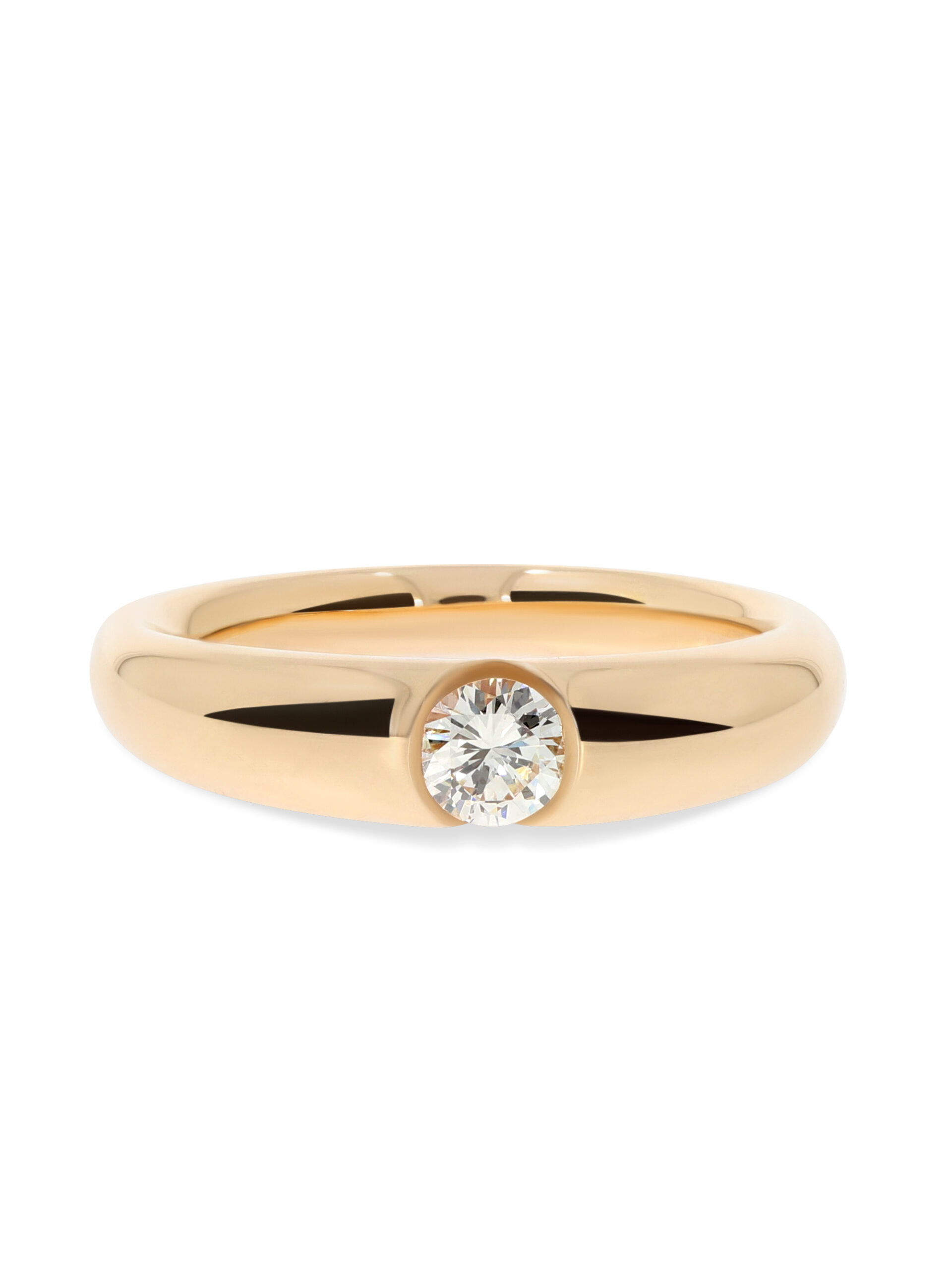 Ein sportlicher Verlobungsring in Roségold 750/- mit einem Brillanten.