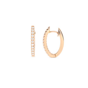 Die Creolen in Roségold 750/- haben eine Navette-Form und 22 Brillanten mit 0,39ct.