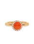 Ein Ring in Roségold 750/- mit einem Mandrin-Granat umschlossen von Brillanten.