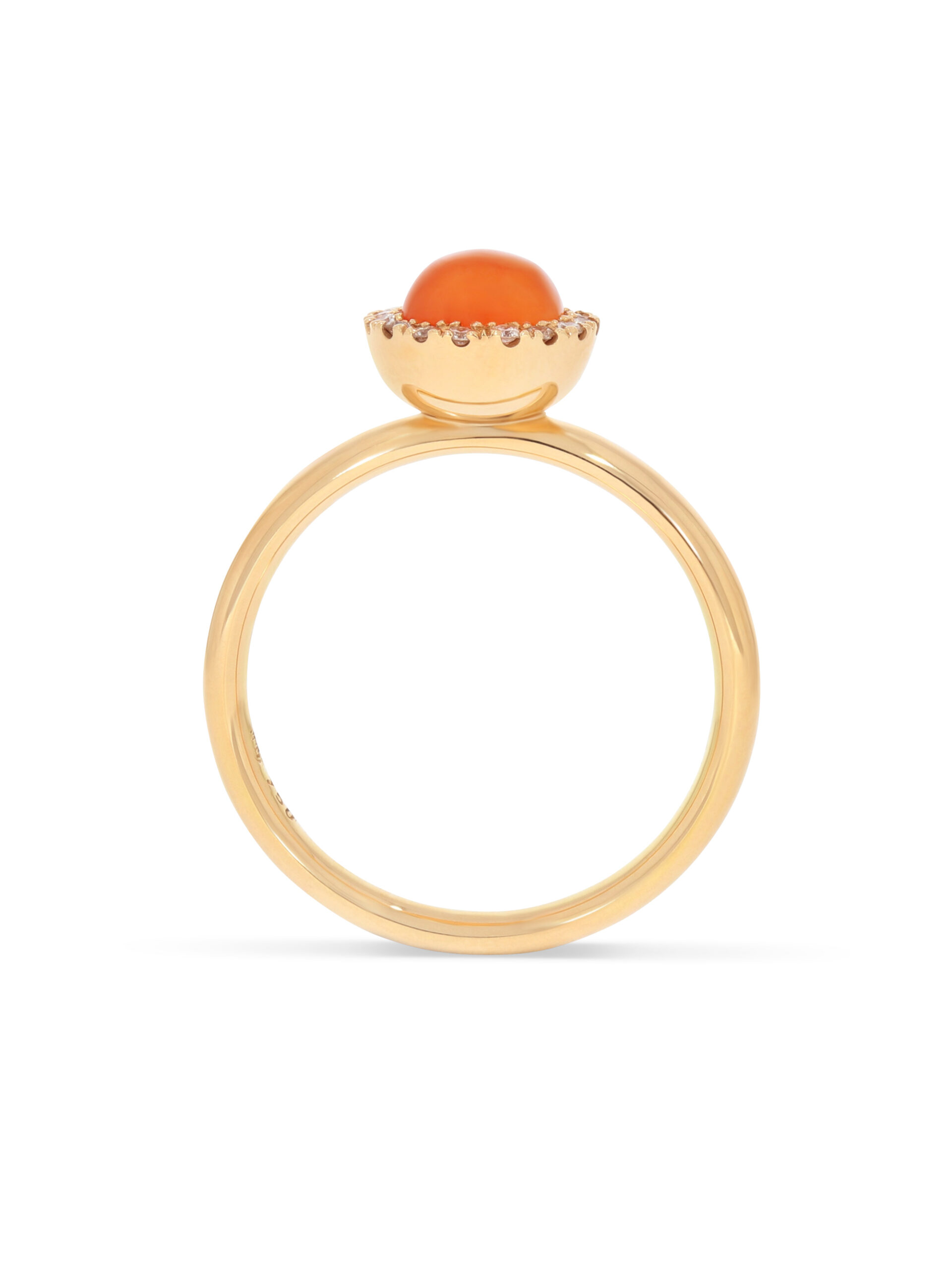 Ein Ring in Roségold 750/- mit einem Mandrin-Granat umschlossen von