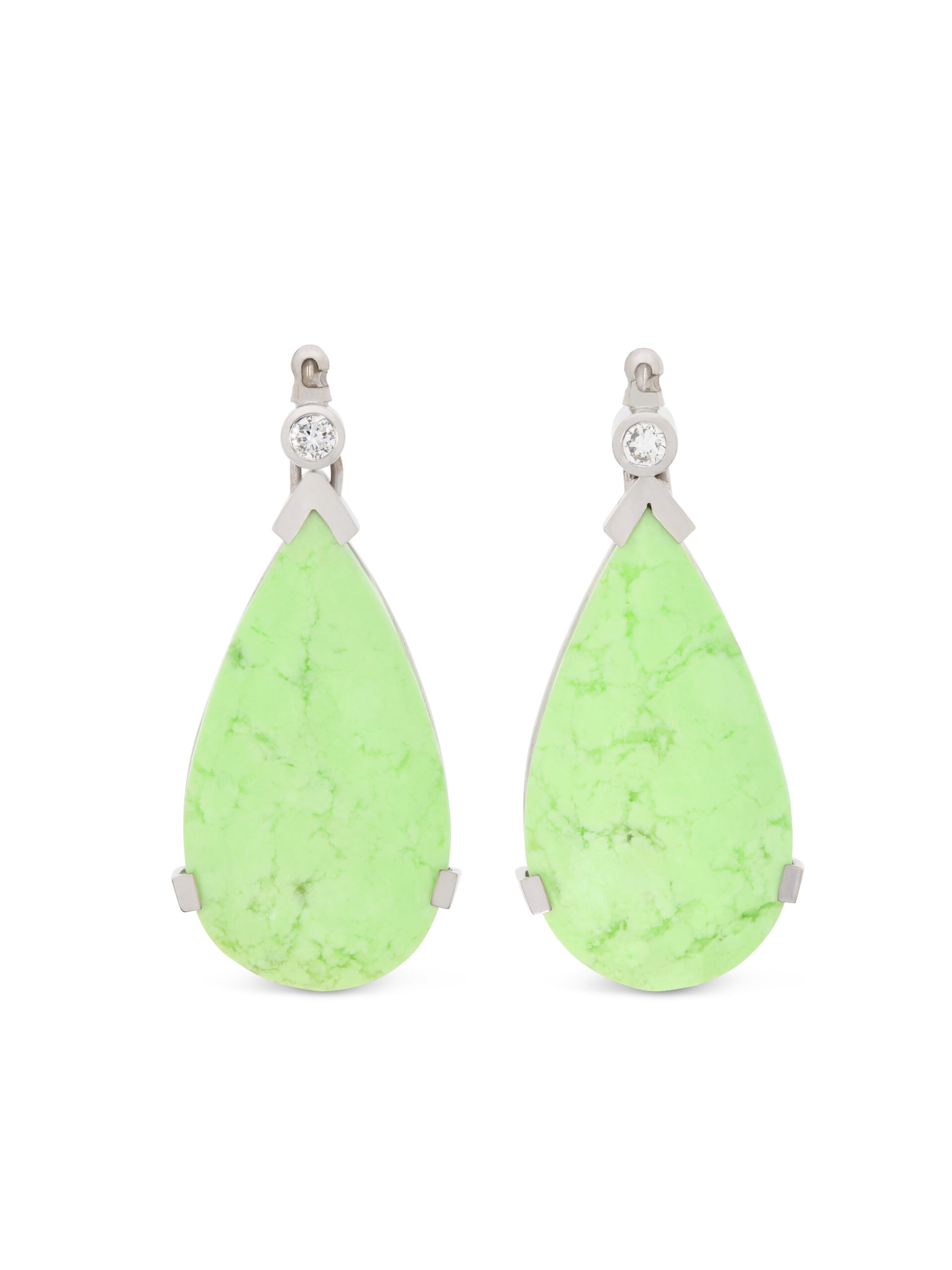 Ohrsteckereinhänger mit Zitronen-Chrysokol zum Wechseln in Weißgold 750/-