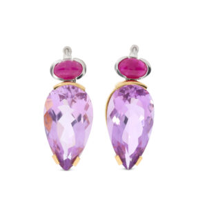 Ohrsteckereinhänger mit Amethyste und Rubinen zum Wechseln in Weißgold 750/-