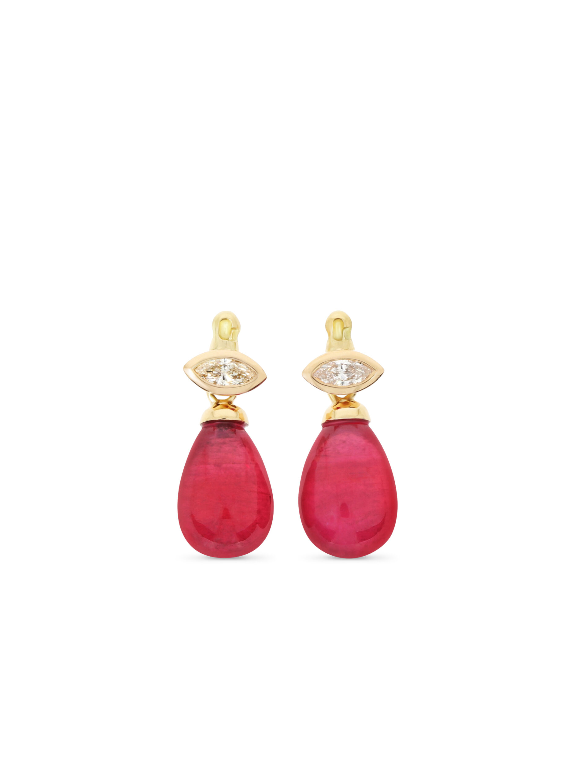 Ohrsteckereinhänger mit Rubinen zum Wechseln in Gelbgold 750/-
