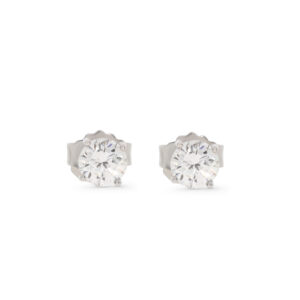 Brillantohrstecker in Weißgold 750/- mit 4-krappen als Solitair gefasst 0,75 ct.