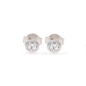 Brillantohrstecker in Weißgold 750/- mit Zargenfassung als Solitair gefasst 0,35 ct.