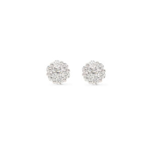 Ohrstecker in Weißgold 750/- mit 14 Brillanten 0,85ct als Blume gefasst