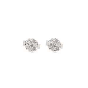 Ohrstecker in Weißgold 750/- mit 14 Brillanten 0,20ct als Blume gefasst