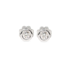 Brillantohrstecker in Weißgold 750/- mit Zargenfassung als Solitair gefasst 0,26 ct.