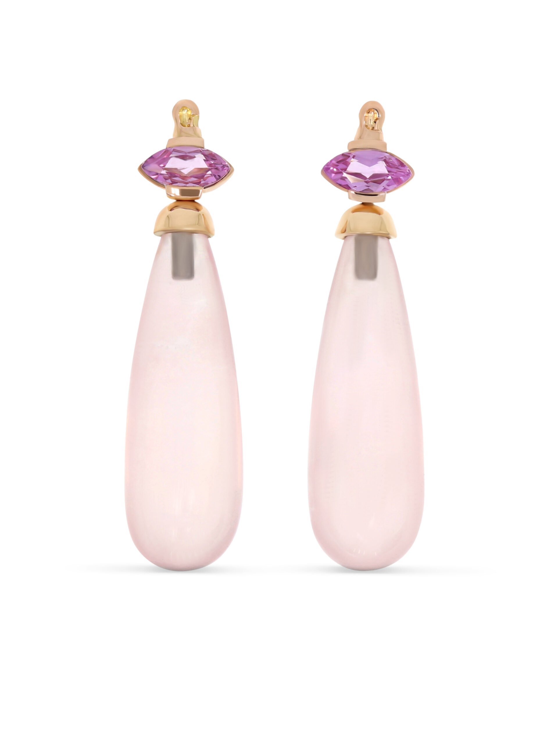 InDePendant Einhänger mit rosa Rosenqaurz und Saphiren