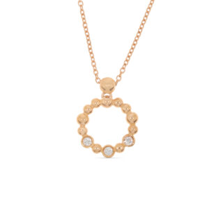 Kreis-Anhänger mit 3 Brillanten 0,06 ct. in Roségold 750/- an einer Ankerkette