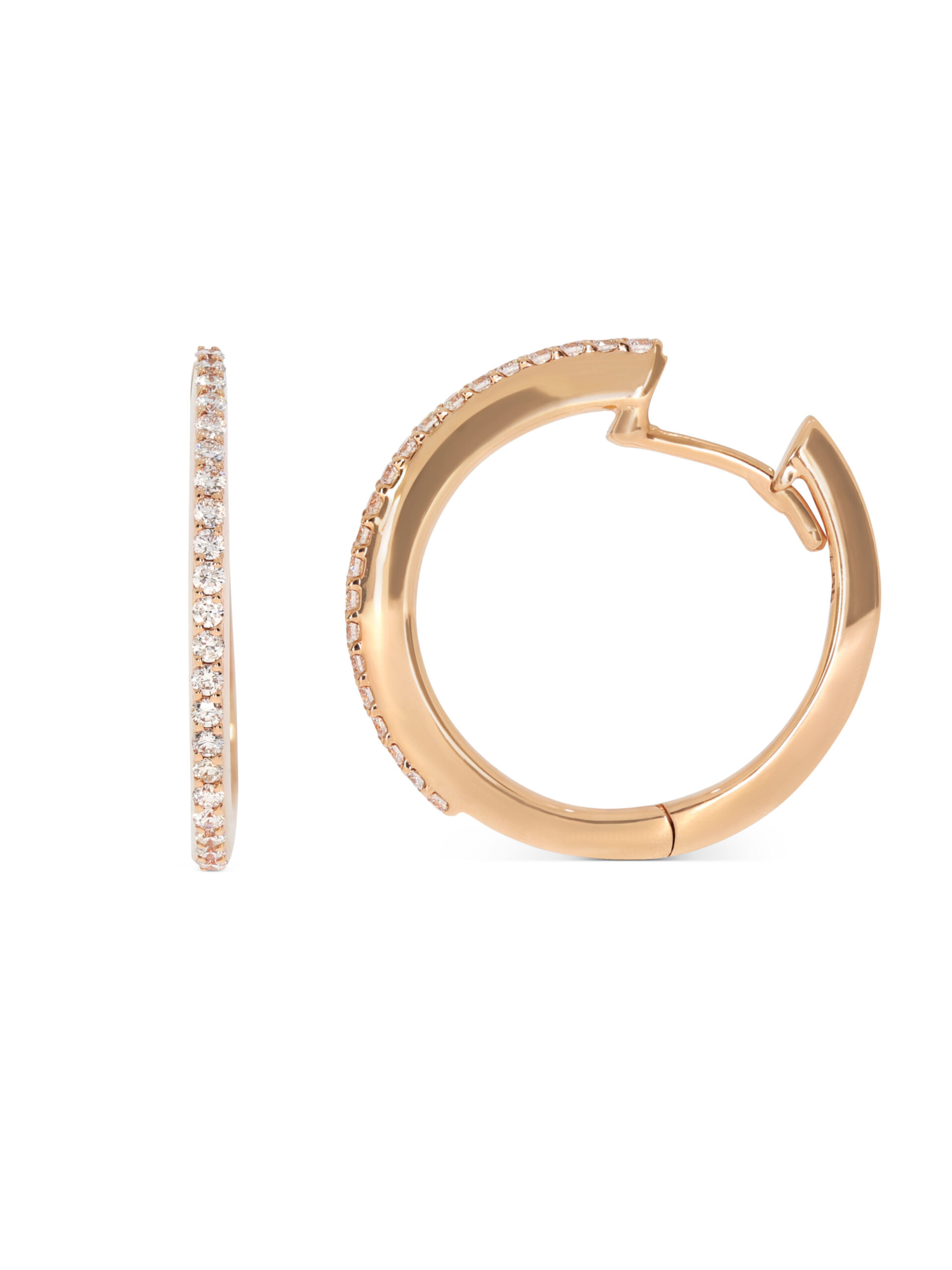 Creolen in 750/- Roségold mit Brillantbesatz