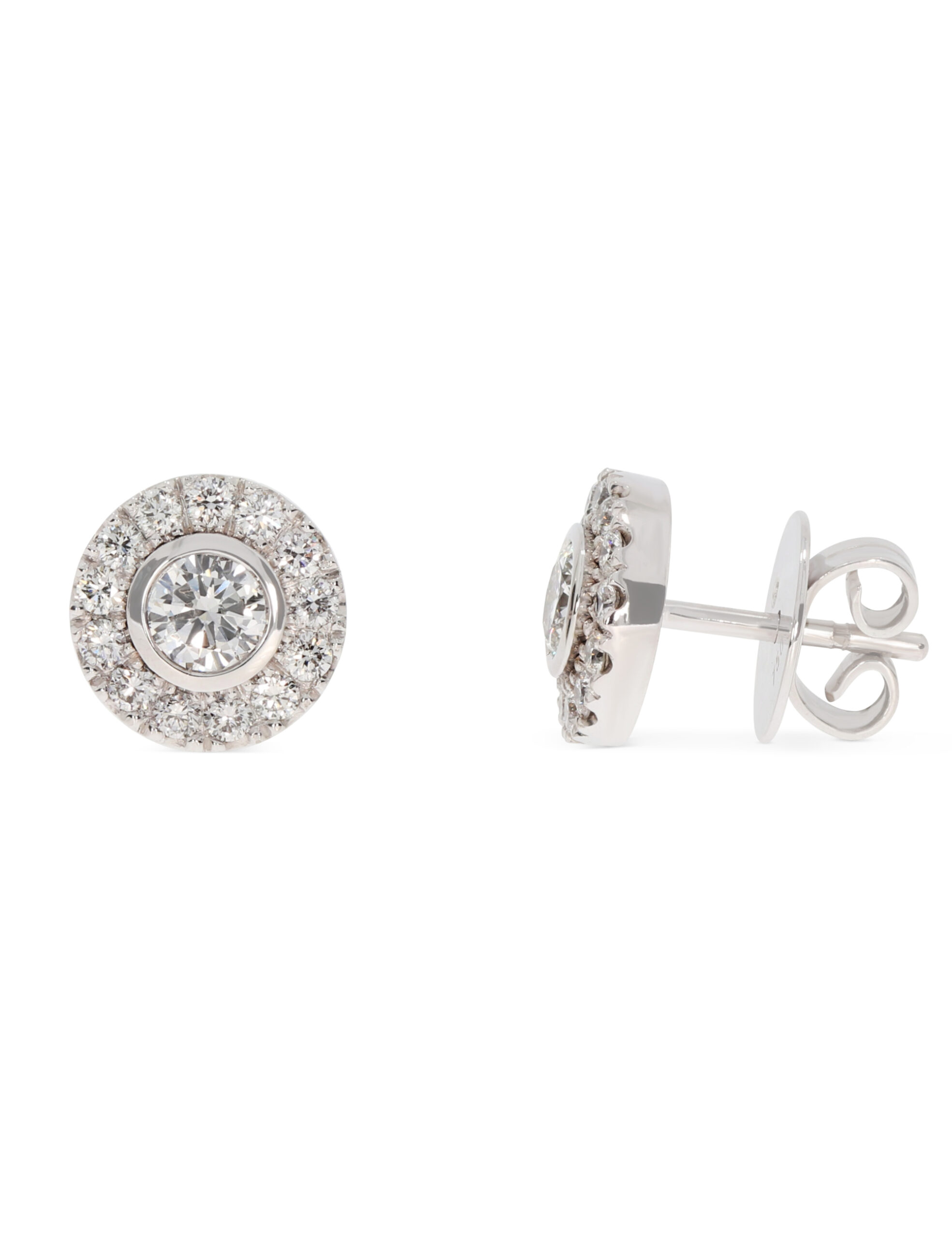 Brillantohrstecker 0,50 ct. 750/- Weißgold mit einem Halo-Brillantkranz