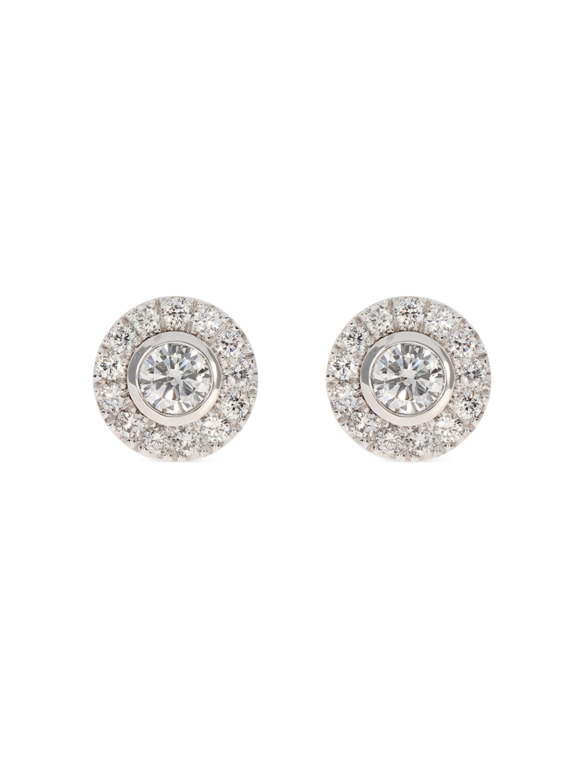 Brillantohrstecker 0,50 ct. 750/- Weißgold mit einem Halo-Brillantkranz