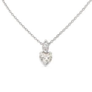 Kette in 750/- Weißgold mit Diamantanhänger in Herzform