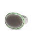 Moonlight Ring aus Weißgold 750/- mit einem Mondstein und grünen Tsavoriten
