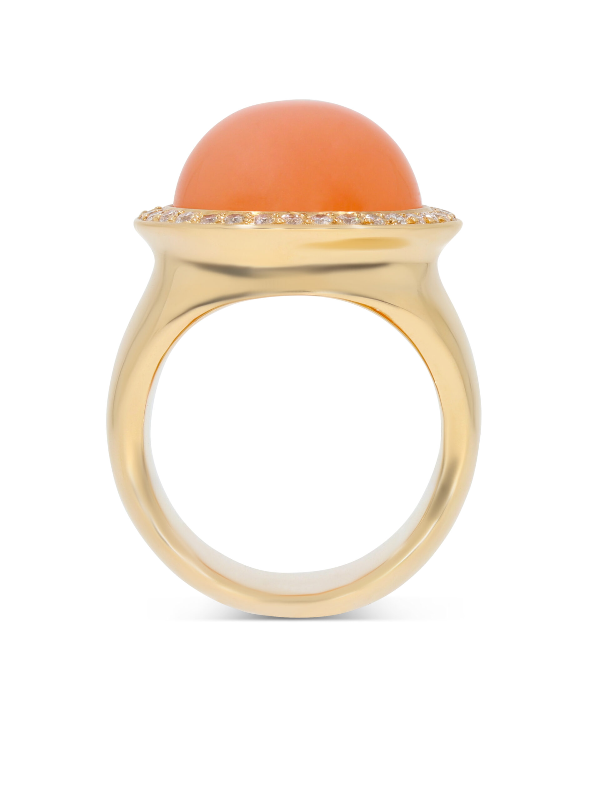 Moonlight Ring aus Weißgold 750/- mit einem Mondstein und grünen Tsavoriten