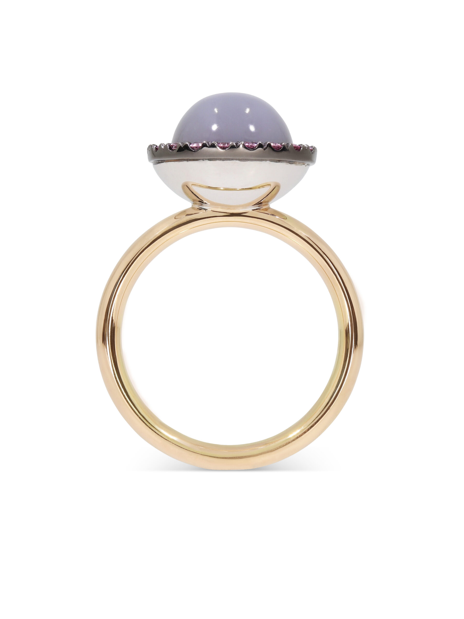 Team Player Ring in 750/- RG mit Mondstein und Raspberry Granat