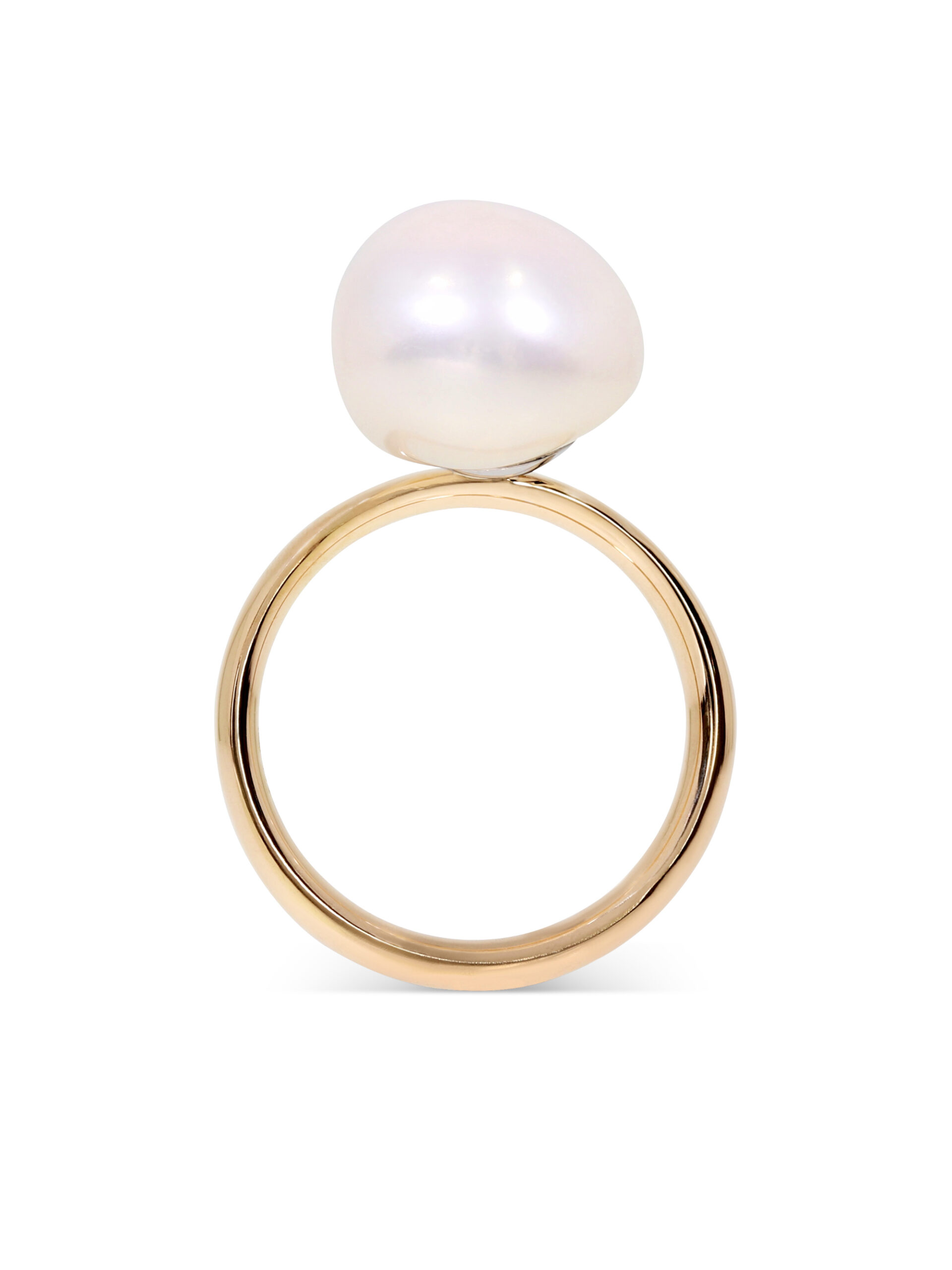 Team Player Ring aus Roségold 750/- mit einer Barock-Perle