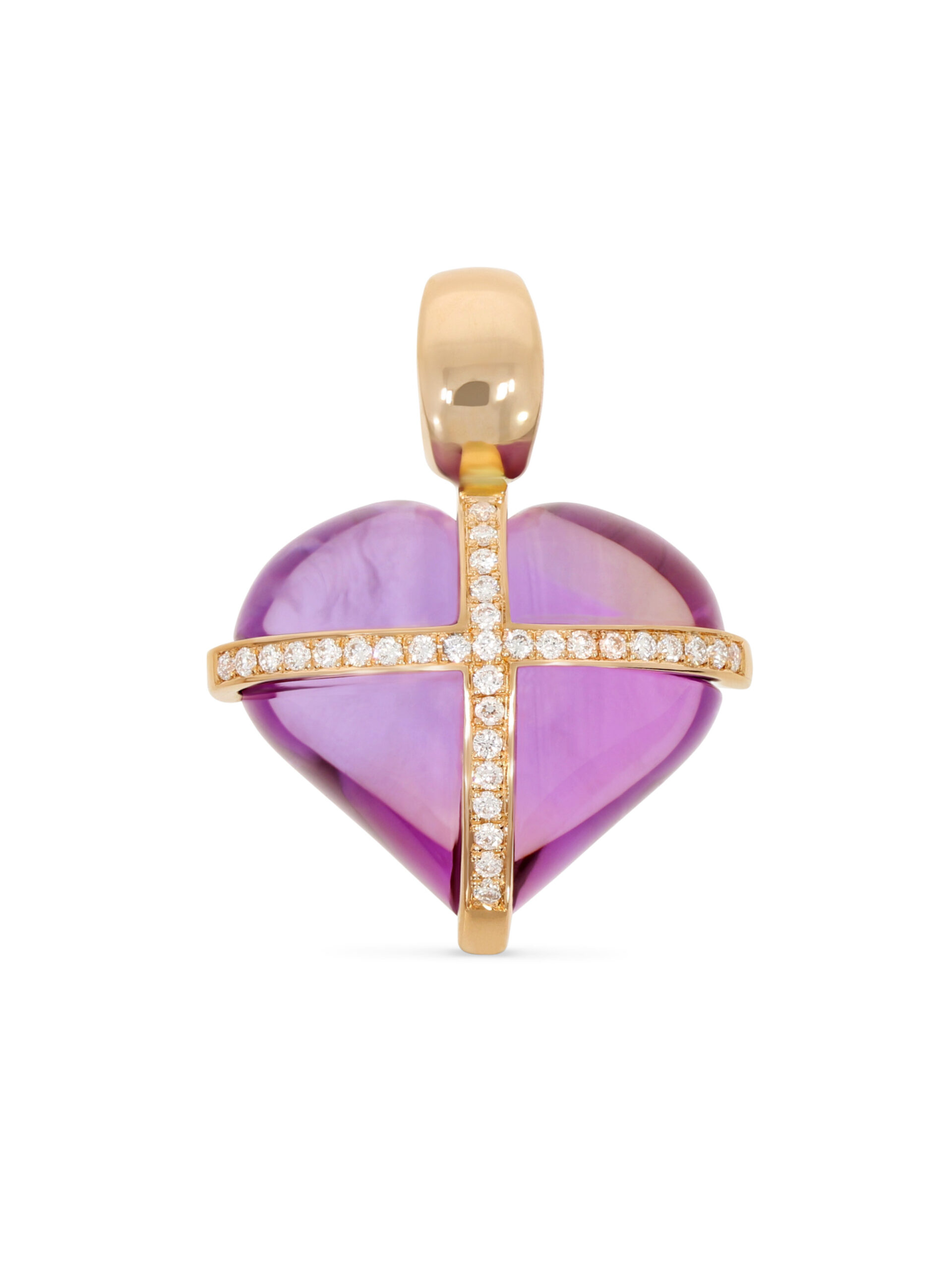 Roségold-Anhänger mit Amethystherz, funkelndem Brillantbesatz