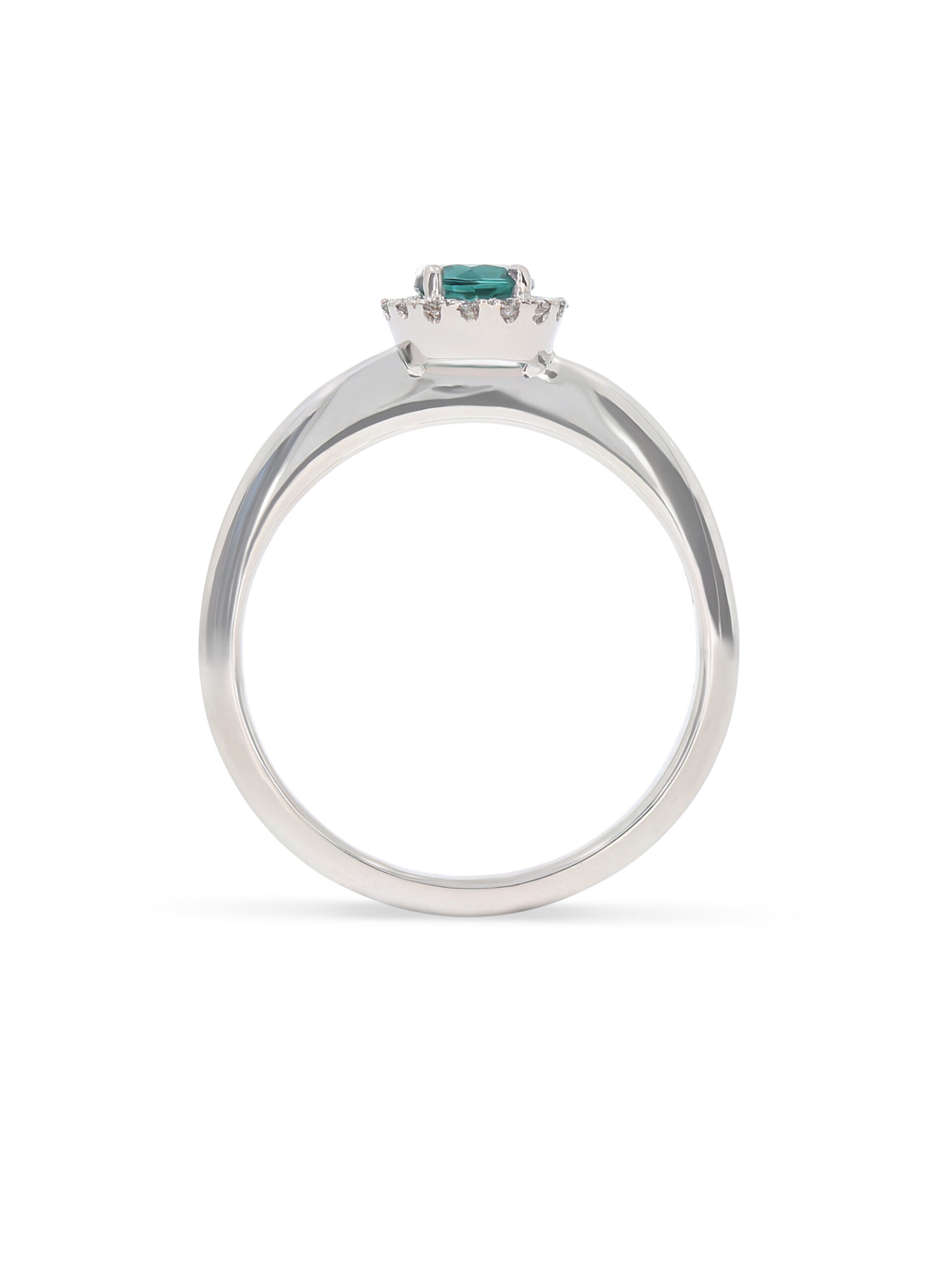 Ring mit einem Indigolith und Brillanten in 750/- Weißgold