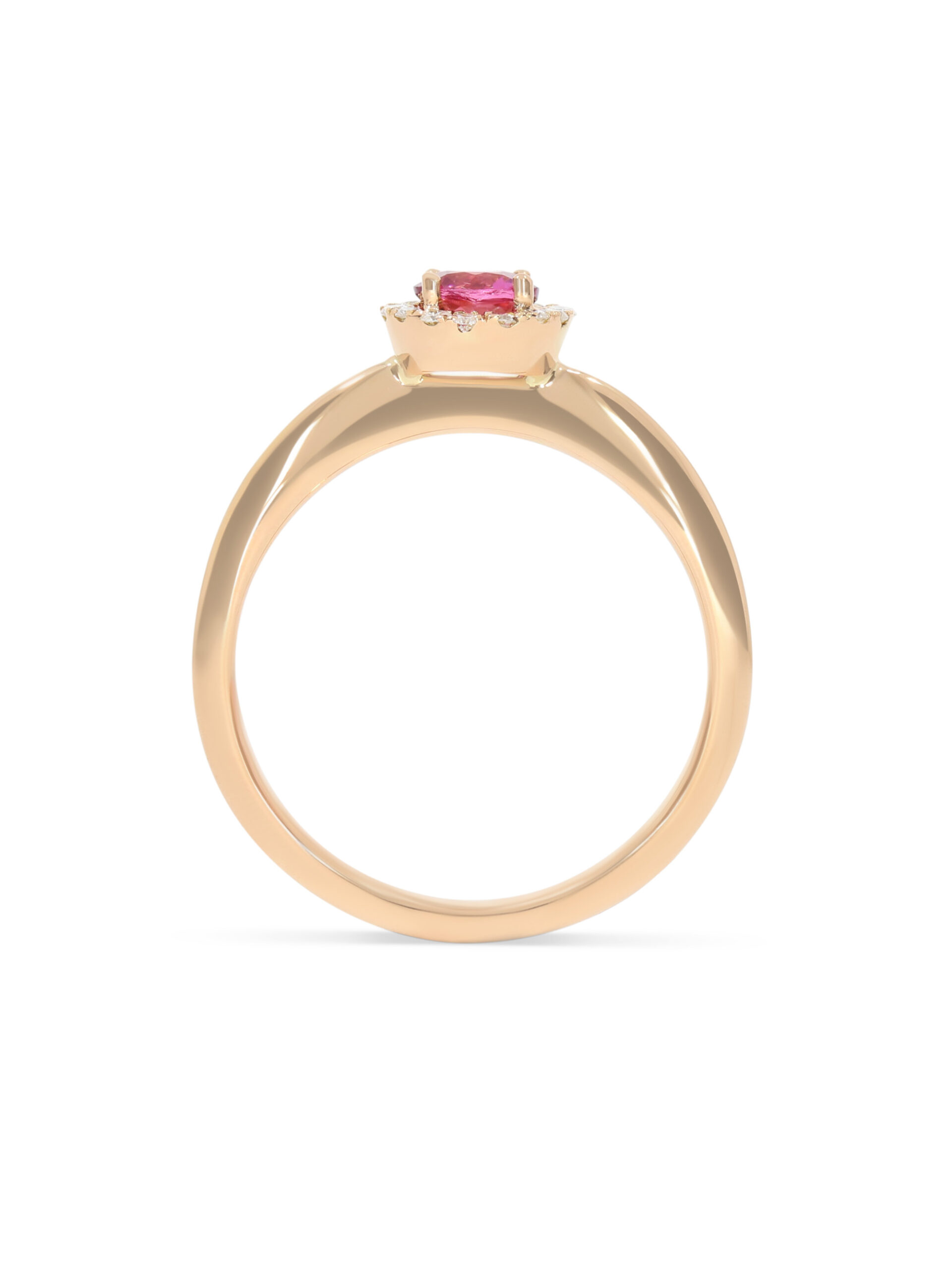 Ring mit einem Turmalin und Brillanten in 750/- Roségold