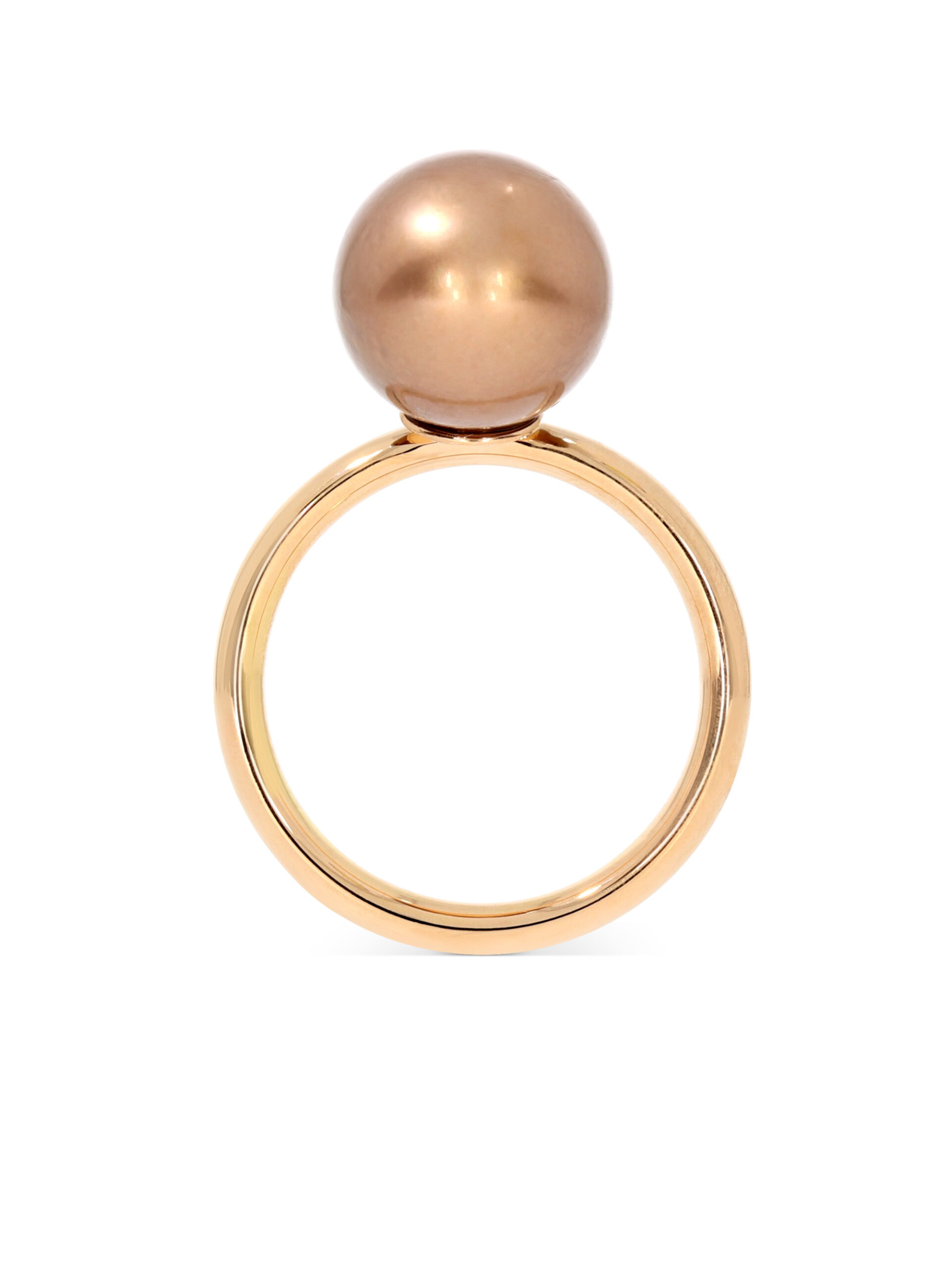 Team Player Ring aus Roségold 750/- mit einer Tahiti-Perle in braun