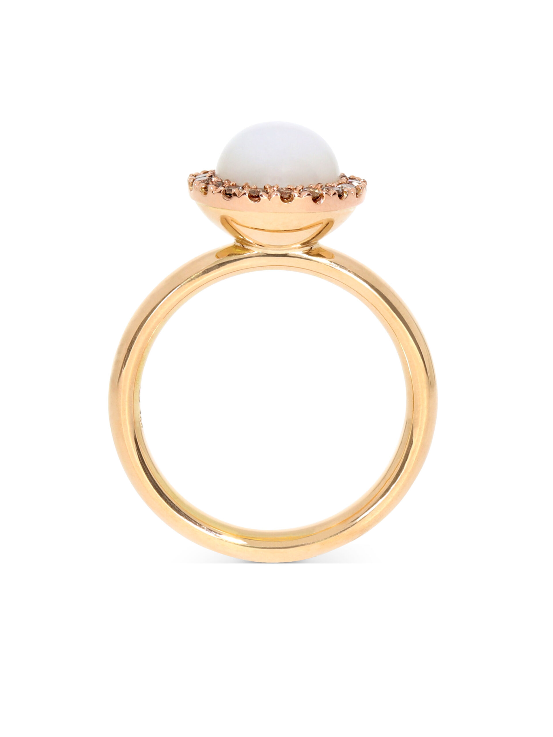 Team Player Ring in 750/- Roségold mit Mondstein und braune Brillanten