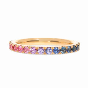 Rainbow Memoire-Ring in 750/- Roségold mit 29 bunten Saphire